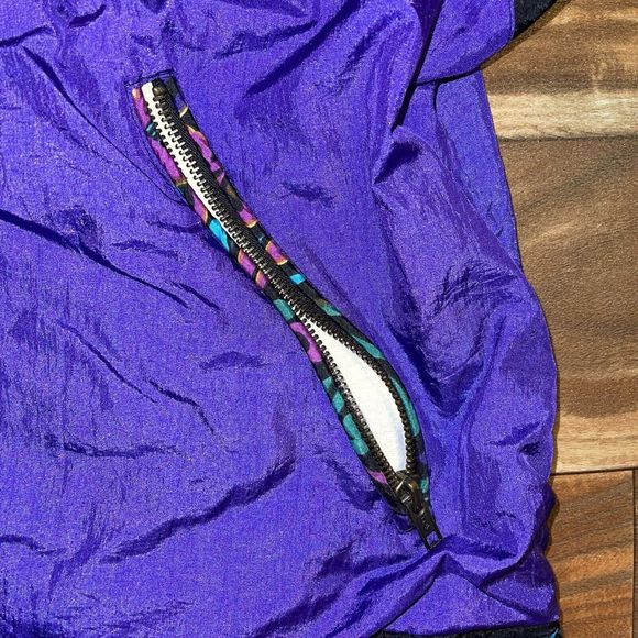 Vintage 90s Sports Accent Lined Floral Windbreaker Zip Jacket Womens Size Large - Picture 4 of 12